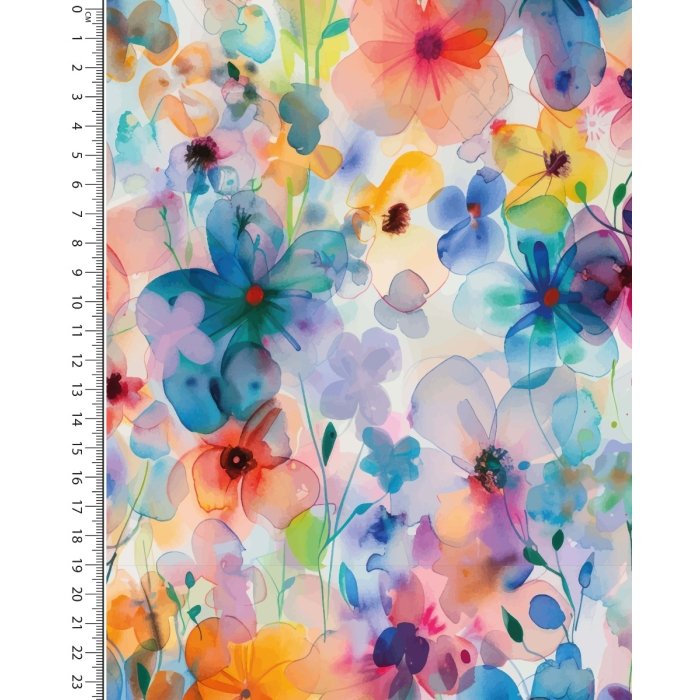 Bamboo Jersey Digital Stylez Aquarel Flowers 5805