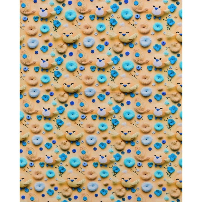 Poplin 3D Cute Birds 5819