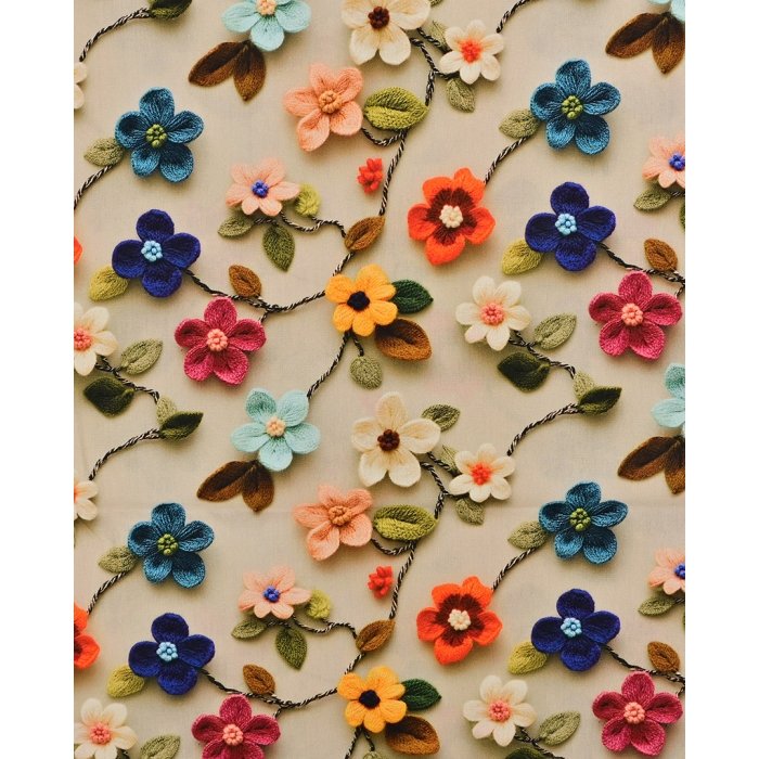 Poplin 3D Knitted Flowers 5826