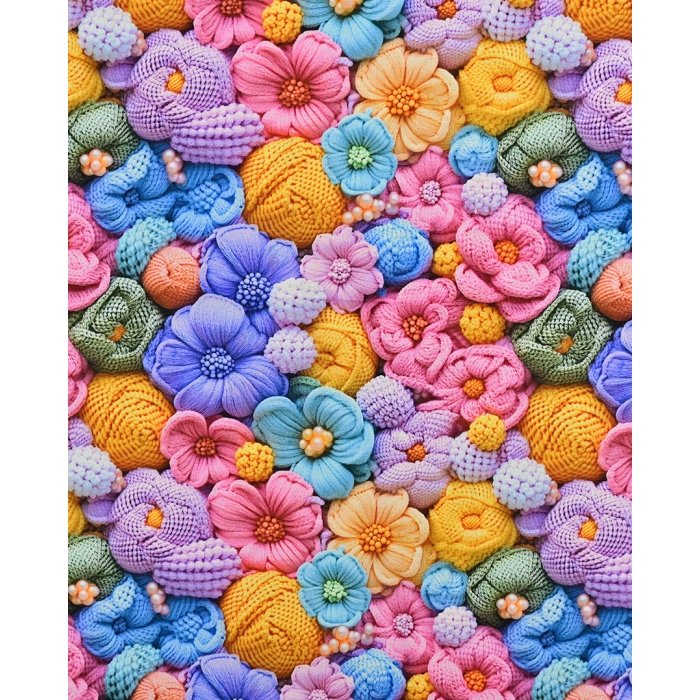 Poplin 3D Knitted Flowers 5825