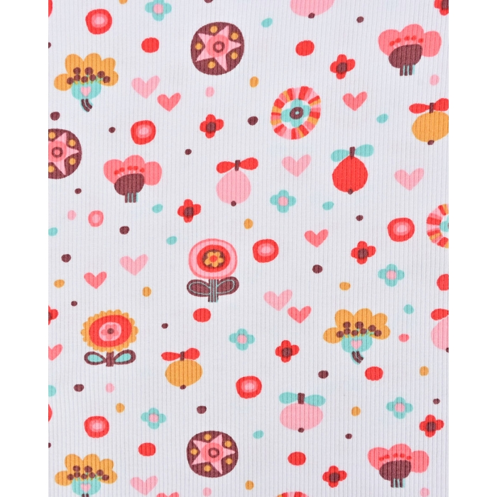 Rib jersey retro flowers 5260