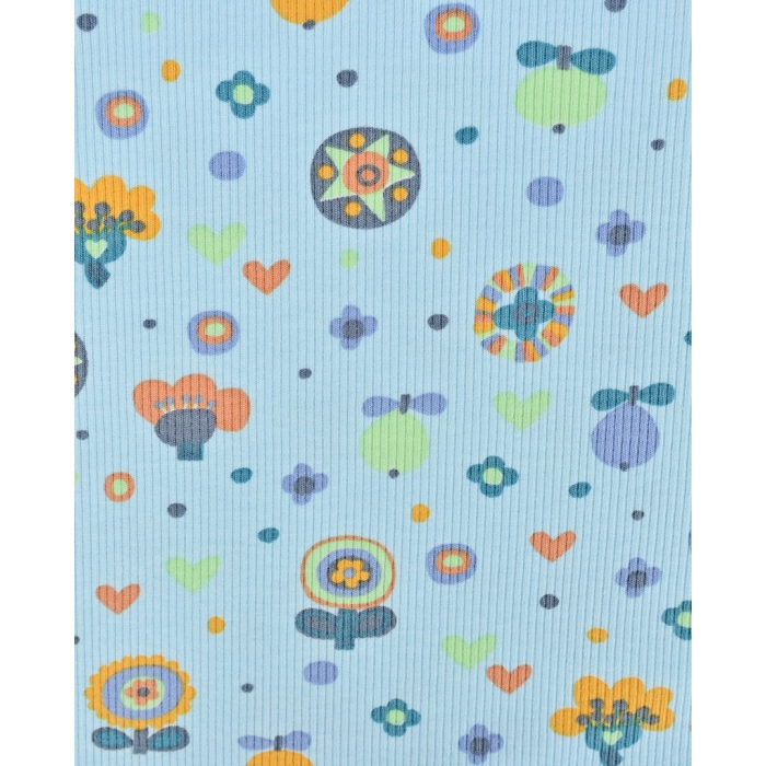 Rib jersey retro flowers 5260