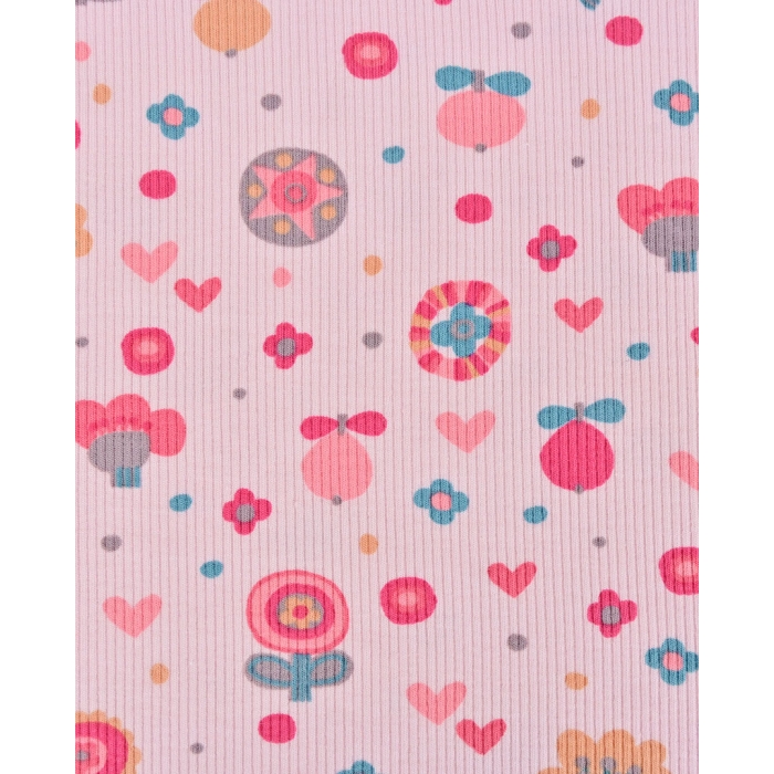 Rib jersey retro flowers 5260