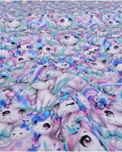 French Terry Digital Rainbow Unicorn 5942