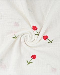 Double Gauze Embroidery Cherry 6057