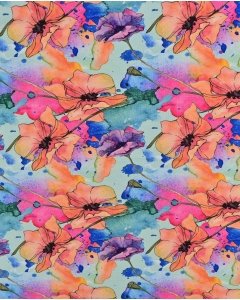 Bamboo Jersey Digital Colourful Flowers 5954
