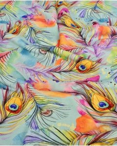 Bamboo Jersey Digital Peacock Feathers 5956