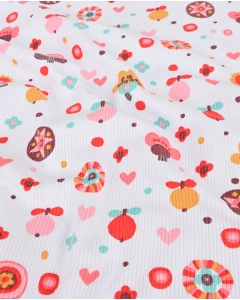 Rib jersey retro flowers 5260