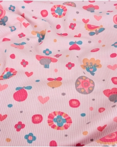 Rib jersey retro flowers 5260