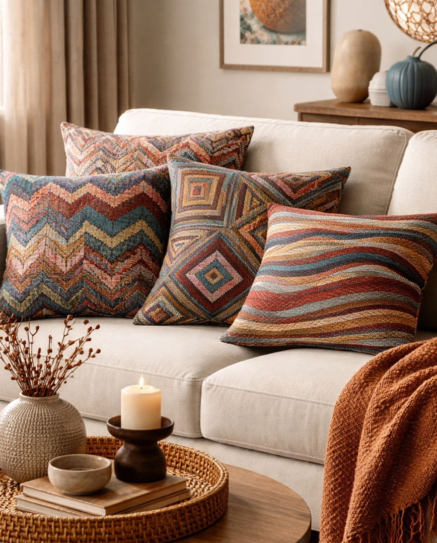 Fabrics for home interiors and decoration