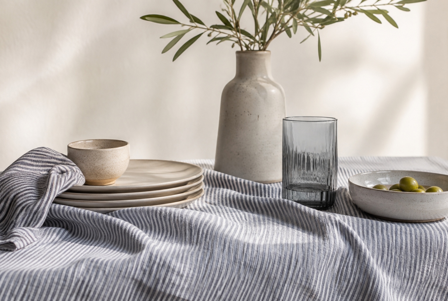 Close-up of natural linen fabric with a distinctive texture