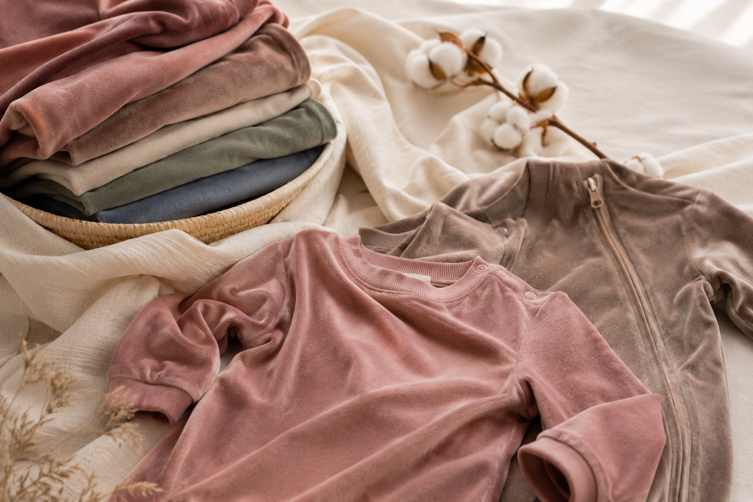 Soft Nicky velour fabric with a short velvet-like pile